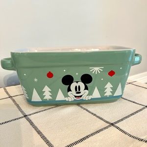 Disney Mickey and Minnie Mouse Christmas Ceramic Loaf Pan